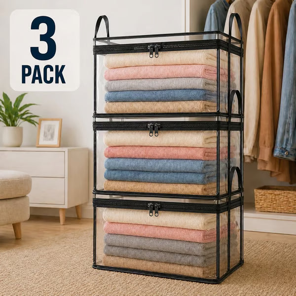 ⏰🔥LIMITED TIME 50% OFF! 🏠 📦Portable Large Heavy-Duty Thick Plastic Clear Storage Box with Hinged Lid | Home, Travel & Camping