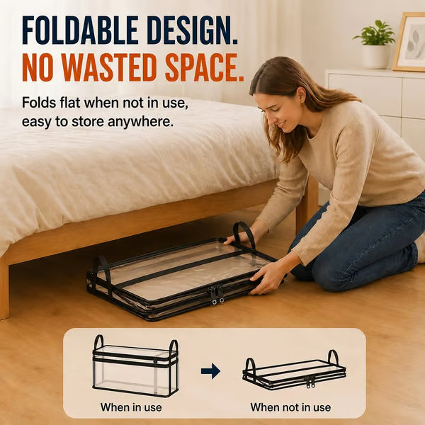 ⏰🔥LIMITED TIME 50% OFF! 🏠 📦Portable Large Heavy-Duty Thick Plastic Clear Storage Box with Hinged Lid | Home, Travel & Camping