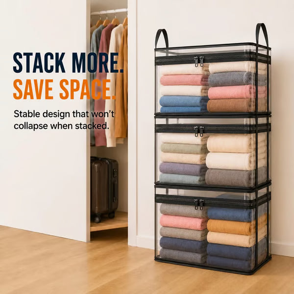 ⏰🔥LIMITED TIME 50% OFF! 🏠 📦Portable Large Heavy-Duty Thick Plastic Clear Storage Box with Hinged Lid | Home, Travel & Camping