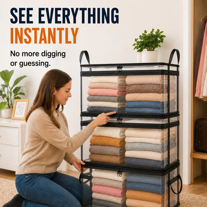 ⏰🔥LIMITED TIME 50% OFF! 🏠 📦Portable Large Heavy-Duty Thick Plastic Clear Storage Box with Hinged Lid | Home, Travel & Camping
